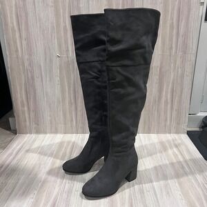 Dream Pairs Over the Knee Boots Block Heel Gray Thigh High Boots Womens Size 9